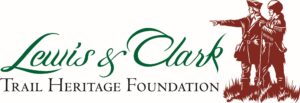 Lewis & Clark Trail Heritage Foundation logo with silhouettes of two explorers in period clothing, one pointing forward, next to stylized text.