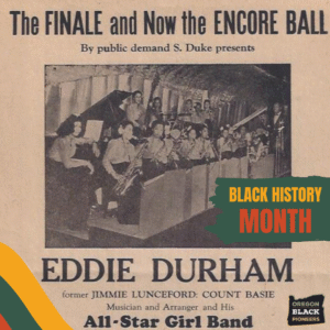 Vintage poster advertising a performance by Eddie Durham’s All-Star Girl Band.