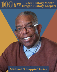 A man wearing a brown sweater and blue and yellow background.